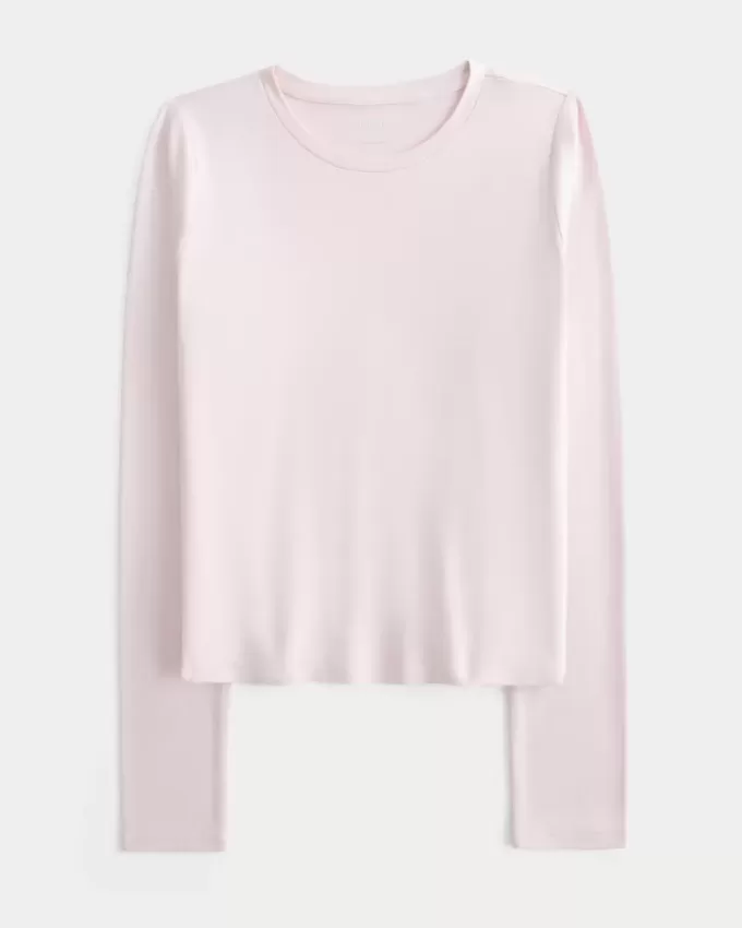 Seamless Fabric Long-Sleeve Crew Top