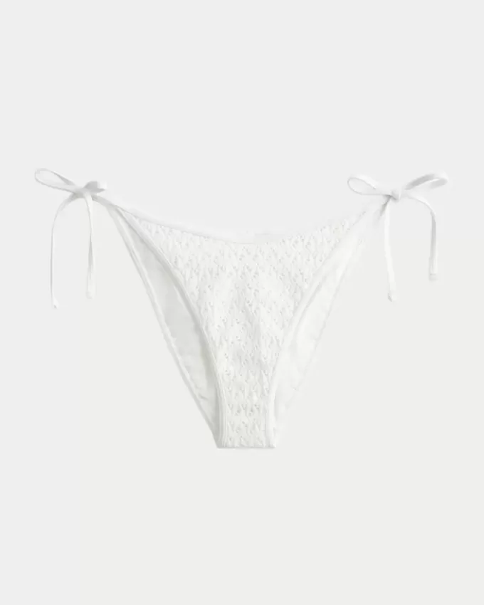 Sequin Crochet-Style Side Tie Cheeky Bikini Bottom