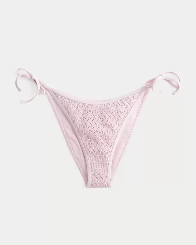 Sequin Crochet-Style Side Tie Cheeky Bikini Bottom