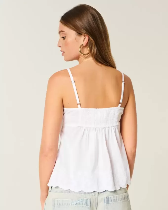 Shimmer Embroidered Babydoll Top