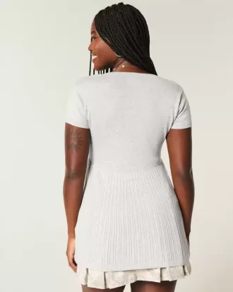 Short-Sleeve Henley Babydoll Top