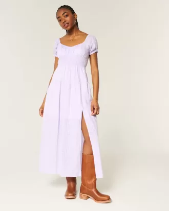 Short-Sleeve Open-Back Maxi Dress