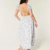 Short-Sleeve Open-Back Maxi Dress