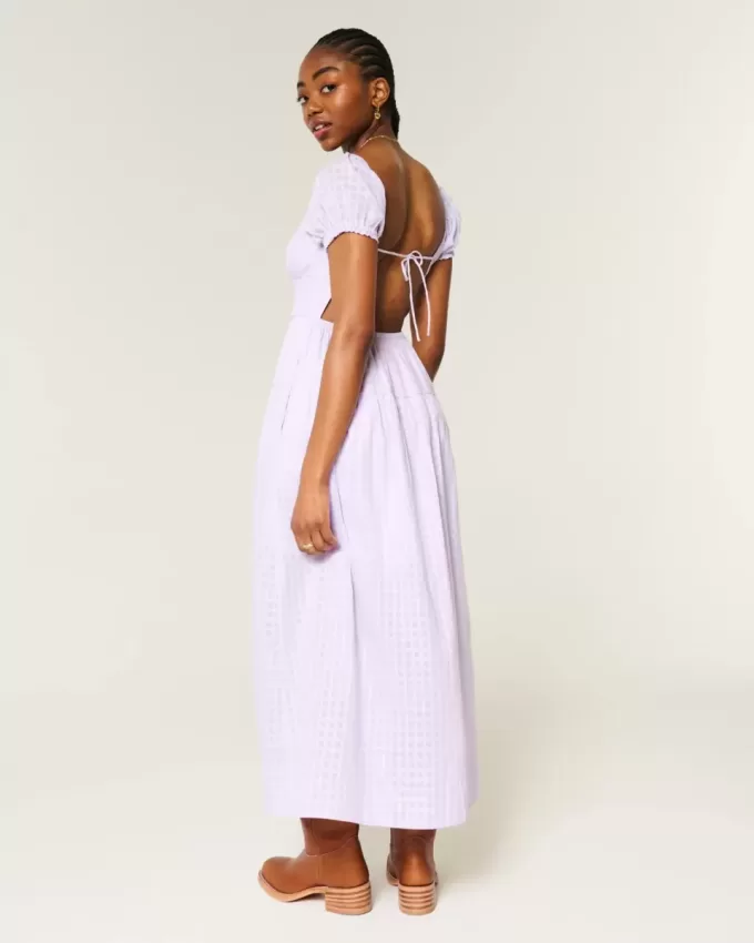 Short-Sleeve Open-Back Maxi Dress