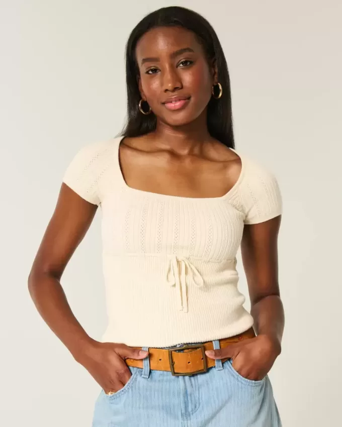Short-Sleeve Square Neck Sweater Short-Sleeve Square Neck Sweater