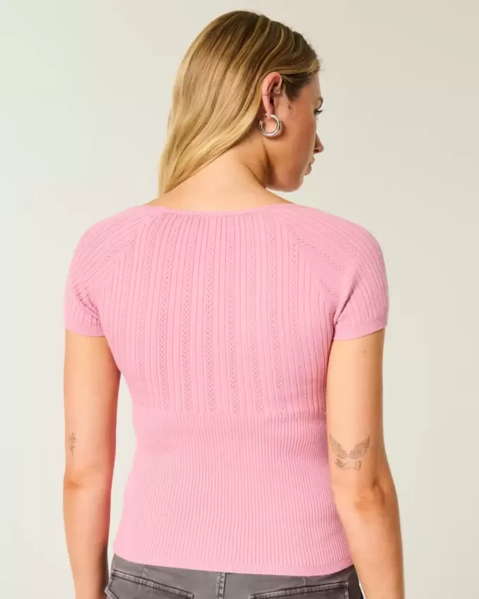 Short-Sleeve Square Neck Sweater Short-Sleeve Square Neck Sweater