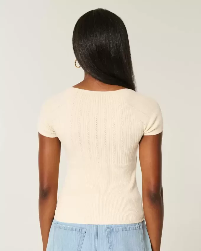 Short-Sleeve Square Neck Sweater Short-Sleeve Square Neck Sweater