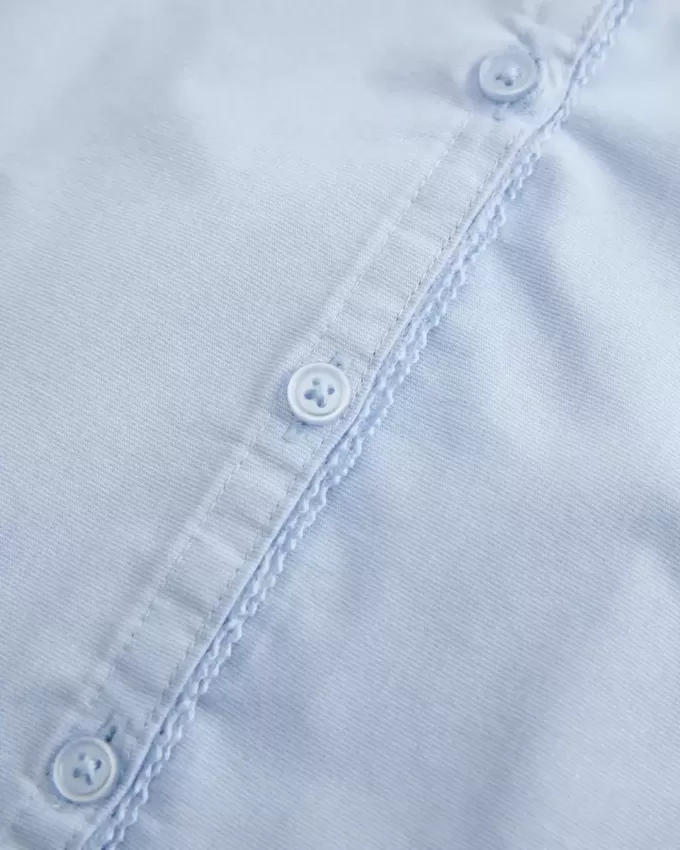 Short-Sleeve Stretch Poplin Button-Through Shirt