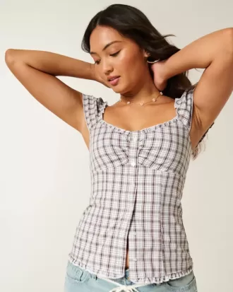 Short-Sleeve Stretch Poplin Top