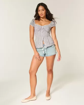 Short-Sleeve Stretch Poplin Top