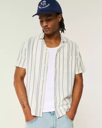 Short-Sleeve Textural Stripe Shirt