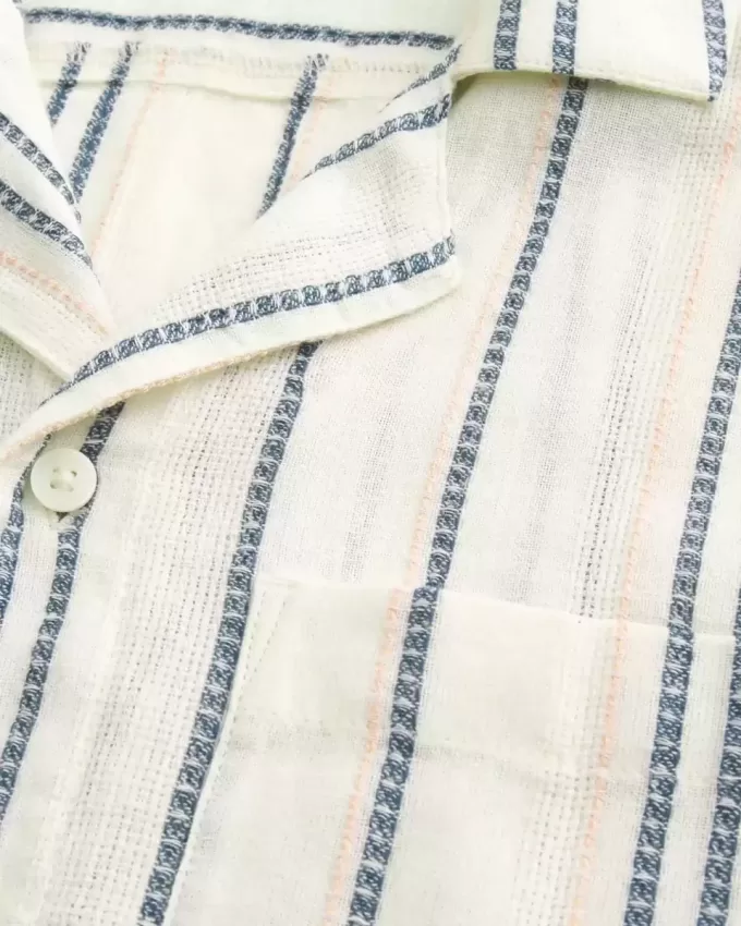 Short-Sleeve Textural Stripe Shirt