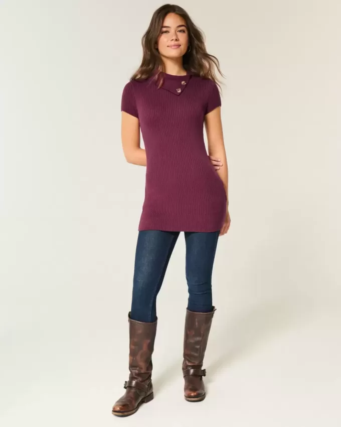 Short-Sleeve Tunic Sweater