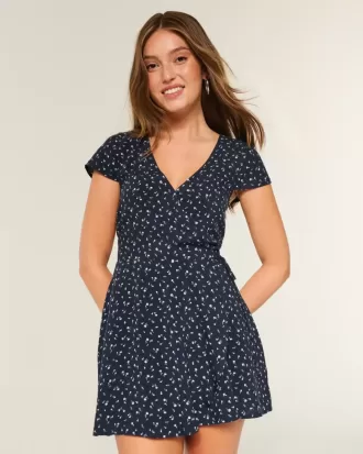 Short-Sleeve Wrap Dress