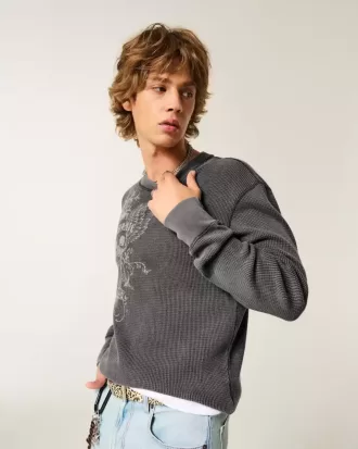 Skull Graphic Thermal Crew Shirt