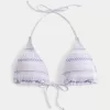 Smocked Halter Triangle Bikini Top