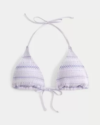 Smocked Halter Triangle Bikini Top