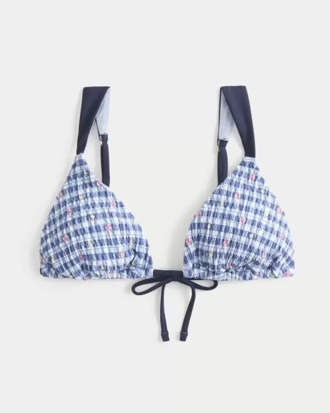 Smocked Over-the-Shoulder Triangle Bikini Top