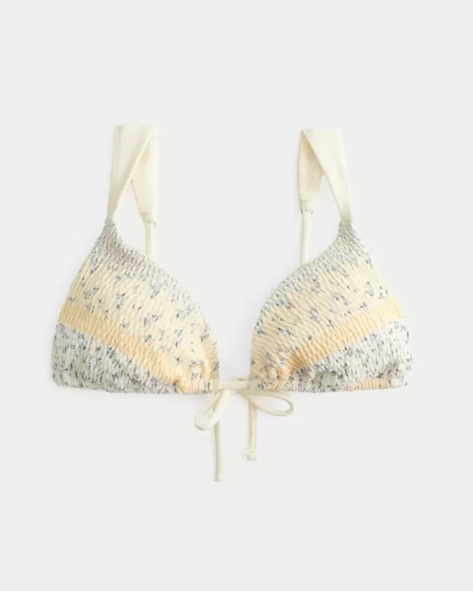 Smocked Over-the-Shoulder Triangle Bikini Top