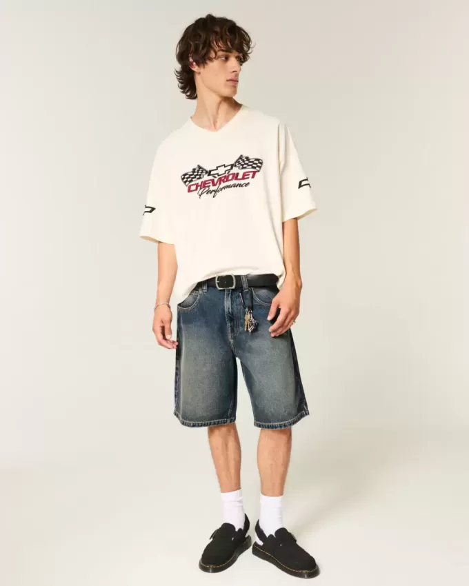 Snake Graphic Baggy Denim Shorts Snake Graphic Baggy Denim Shorts