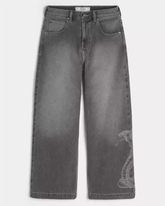 Snake Graphic Super Baggy Jeans