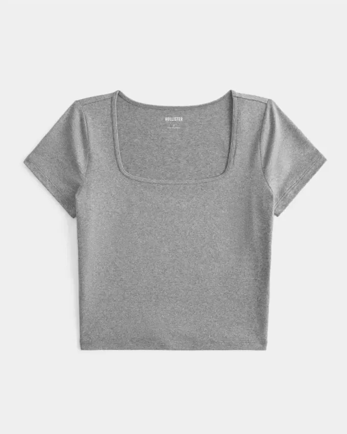 Soft Stretch Seamless Fabric Square-Neck Baby Tee