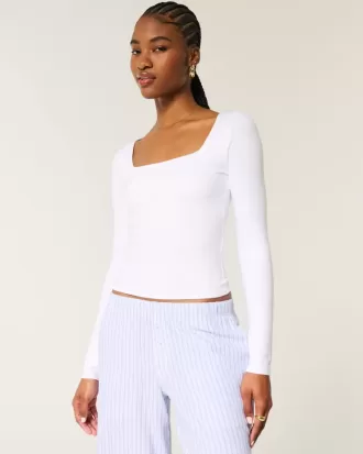 Soft Stretch Seamless Fabric Square-Neck Top