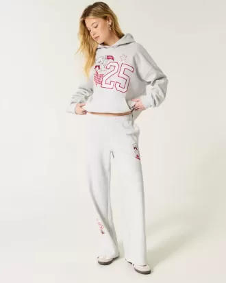 Sporty Graphic Wide-Leg Sweatpants