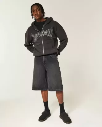 Star Graphic Super Baggy Denim Shorts