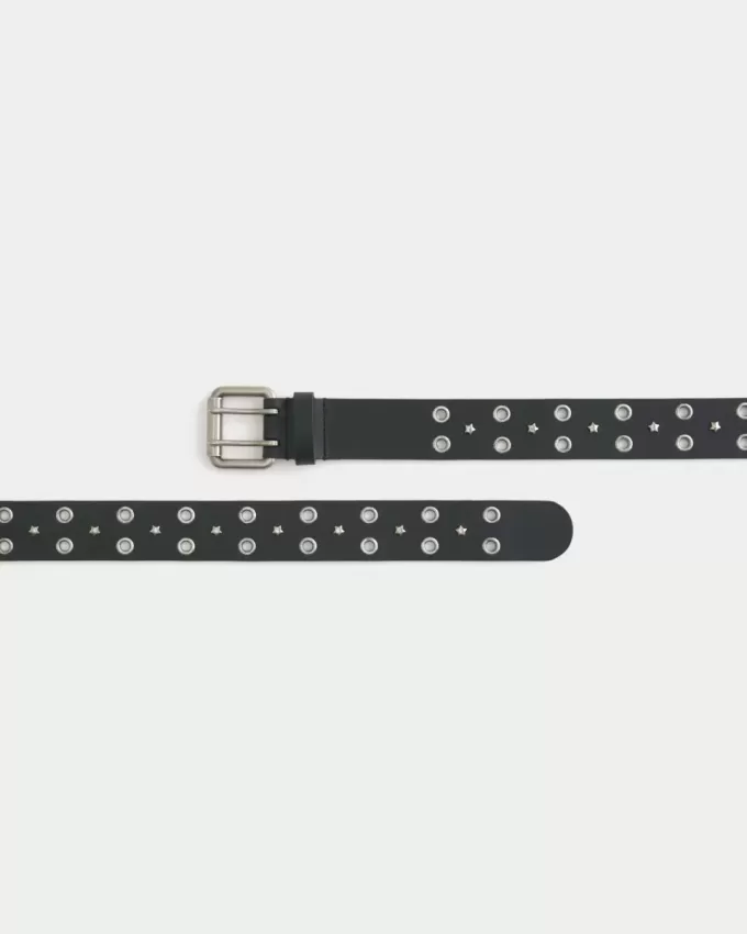 Star-Studded Leather Belt