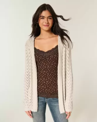 Stitchy Hooded No-Close Cardigan