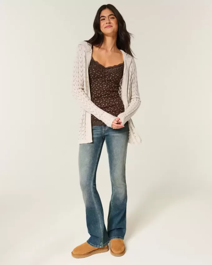 Stitchy Hooded No-Close Cardigan