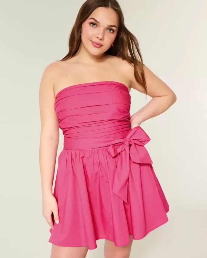 Strapless Bow Mini Dress