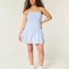 Strapless Drop-Waist Knit-Woven Mini Dress