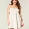 Strapless Embroidered Babydoll Dress