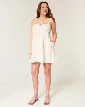 Strapless Embroidered Babydoll Dress