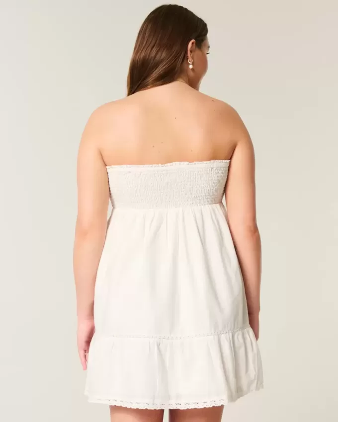 Strapless Embroidered Babydoll Dress