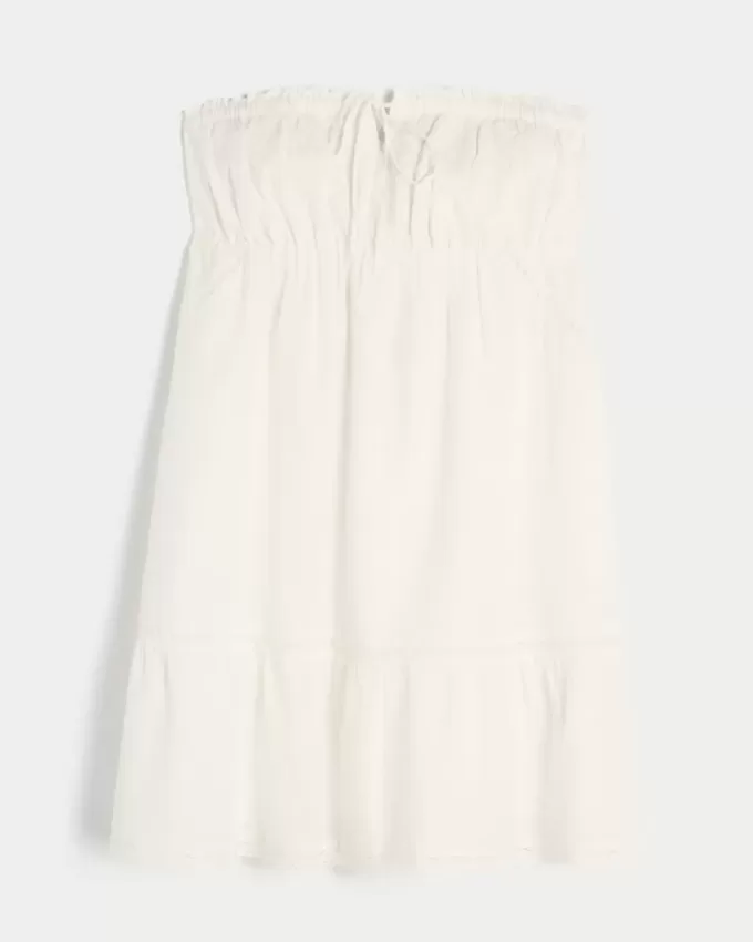 Strapless Embroidered Babydoll Dress