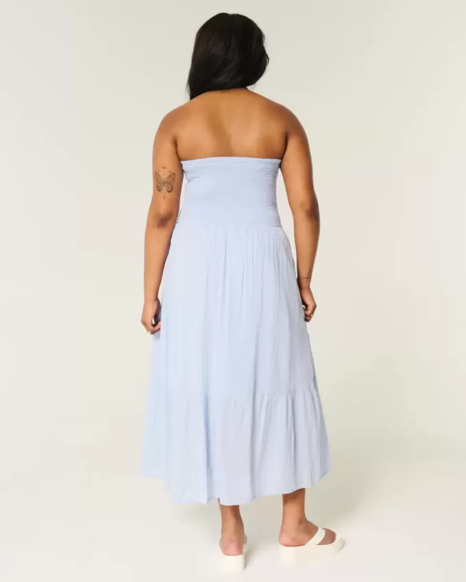 Strapless Embroidered Maxi Dress