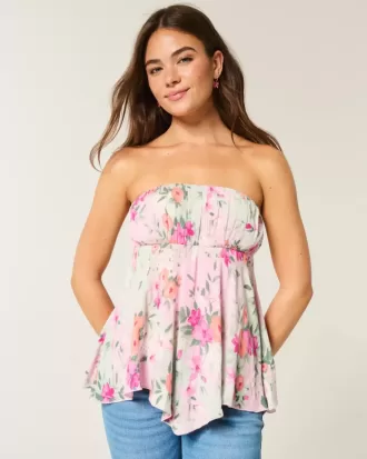 Strapless Handkerchief Hem Top