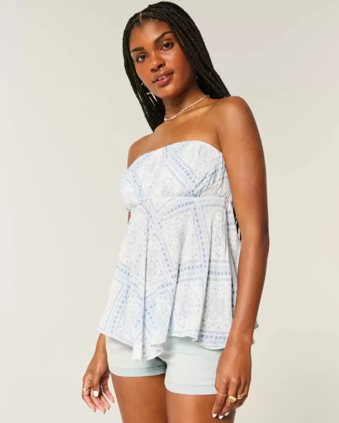 Strapless Handkerchief Hem Top