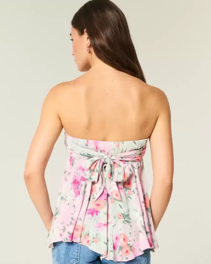 Strapless Handkerchief Hem Top