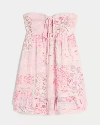 Strapless Ruffle Babydoll Mini Dress