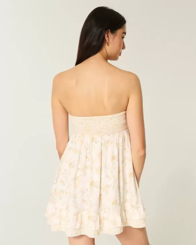 Strapless Ruffle Babydoll Mini Dress