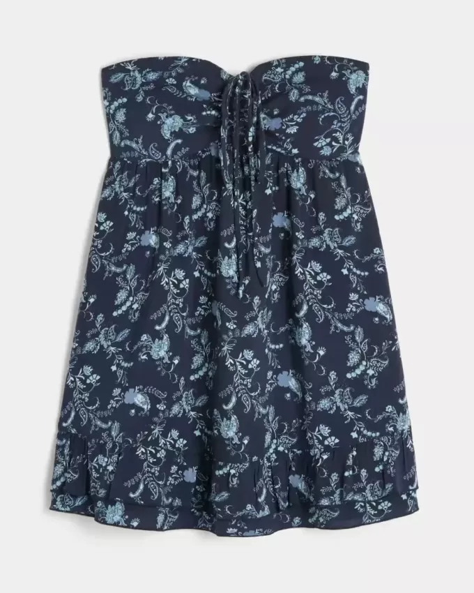 Strapless Ruffle Babydoll Mini Dress