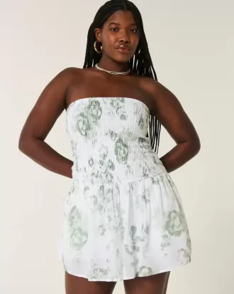 Strapless Smocked Bodice Mini Dress