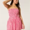 Strapless Smocked Bodice Mini Dress