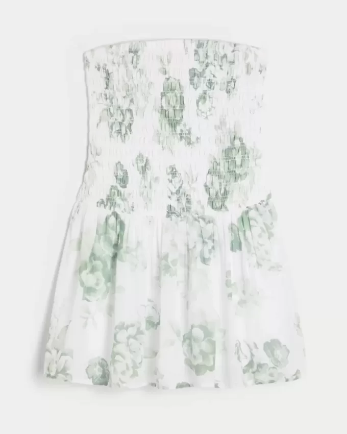 Strapless Smocked Bodice Mini Dress