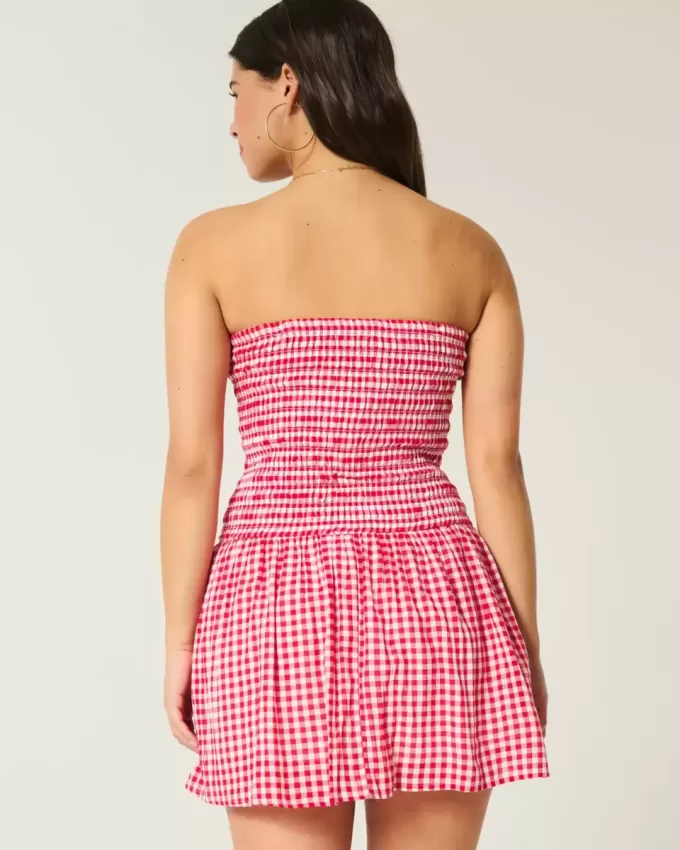 Strapless Smocked Bodice Mini Dress