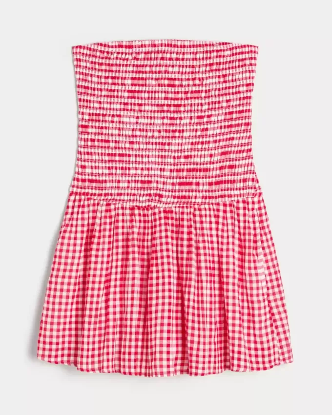Strapless Smocked Bodice Mini Dress